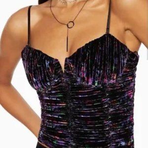 Ramy Brook Printed Capone Velvet Bustier Corset Crop Top 8